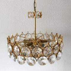  Palwa Gorgeous Gilt Brass Facet Cut Crystal Glass Chandelier by Palwa Germany 1960s - 3157106