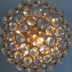  Palwa Gorgeous Gilt Brass Facet Cut Crystal Glass Chandelier by Palwa Germany 1960s - 3157111