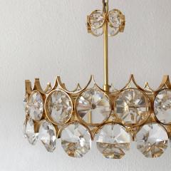  Palwa Gorgeous Gilt Brass Facet Cut Crystal Glass Chandelier by Palwa Germany 1960s - 3157116