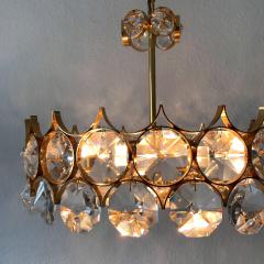  Palwa Gorgeous Gilt Brass Facet Cut Crystal Glass Chandelier by Palwa Germany 1960s - 3157119