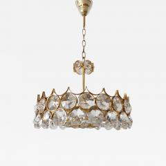  Palwa Gorgeous Gilt Brass Facet Cut Crystal Glass Chandelier by Palwa Germany 1960s - 4363384
