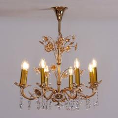  Palwa Huge Palwa Gilded Brass and Glass Flower Chandelier - 547629