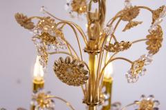  Palwa Huge Palwa Gilded Brass and Glass Flower Chandelier - 547632