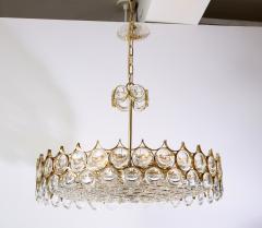  Palwa Large Circular Brass and Crystal Chandelier by Ernest Palme for Palwa - 2596837