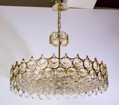  Palwa Large Circular Brass and Crystal Chandelier by Ernest Palme for Palwa - 2596838