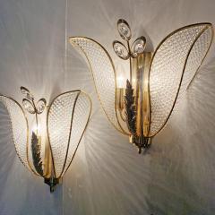  Palwa PALWA CRYSTAL TULIP WALL LIGHTS 1970S - 3030781