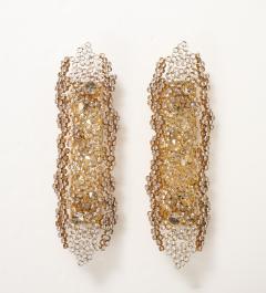  Palwa Pair of Monumental 25 Golden Gilded Brass and Crystal Sconces by Palwa - 4272061