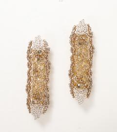  Palwa Pair of Monumental 25 Golden Gilded Brass and Crystal Sconces by Palwa - 4272062