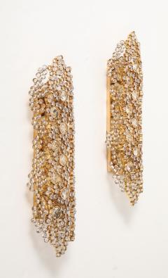  Palwa Pair of Monumental 25 Golden Gilded Brass and Crystal Sconces by Palwa - 4272063