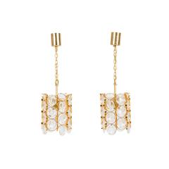  Palwa Pair of Palwa Continental Mid Century Cylindrical Pendants - 4700397