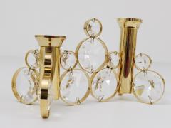  Palwa Palwa Gaetano Sciolari Style Brass Crystal Candle Holder Candlestick 1970s - 4593338