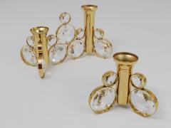  Palwa Palwa Gaetano Sciolari Style Brass Crystal Candle Holder Candlestick 1970s - 4593339