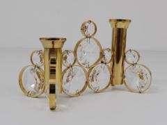  Palwa Palwa Gaetano Sciolari Style Brass Crystal Candle Holder Candlestick 1970s - 4593341