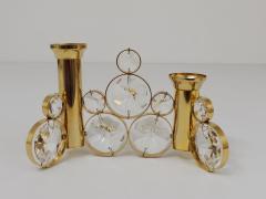  Palwa Palwa Gaetano Sciolari Style Brass Crystal Candle Holder Candlestick 1970s - 4593352