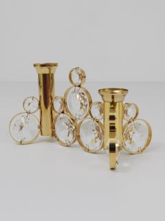  Palwa Palwa Gaetano Sciolari Style Brass Crystal Candle Holder Candlestick 1970s - 4593354