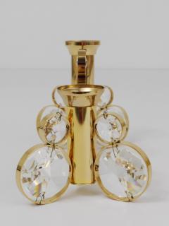  Palwa Palwa Gaetano Sciolari Style Brass Crystal Candle Holder Candlestick 1970s - 4593355