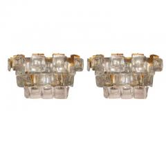  Palwa Palwa Mid Century Modern Crystal And Etched Brass Sconces 1960s - 3964646