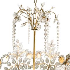  Palwa Palwa Stunning Crystal Flower and Leaf Chandelier 1960s - 3494156