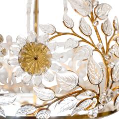  Palwa Palwa Stunning Crystal Flower and Leaf Chandelier 1960s - 3494161