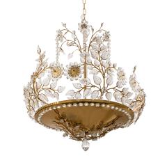  Palwa Palwa Stunning Crystal Flower and Leaf Chandelier 1960s - 3494164