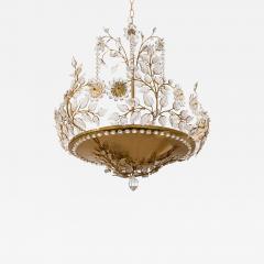  Palwa Palwa Stunning Crystal Flower and Leaf Chandelier 1960s - 3496519