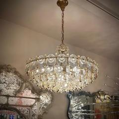  Palwa Palwa Tiered Crystal Drop and Golden Brass Chandelier 1960s - 3723648