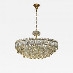  Palwa Palwa Tiered Crystal Drop and Golden Brass Chandelier 1960s - 3728687