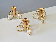  Palwa Set of 6 Palwa Gaetano Sciolari Style Brass Crystal Candle Holder Candlestick - 4563887
