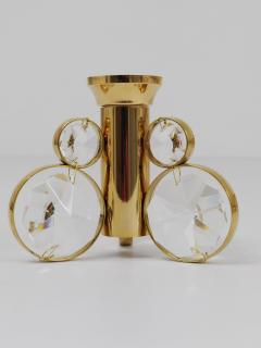  Palwa Set of 6 Palwa Gaetano Sciolari Style Brass Crystal Candle Holder Candlestick - 4563889