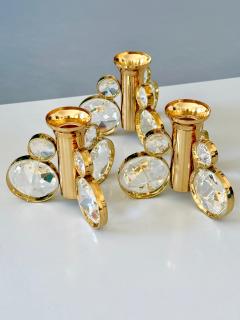  Palwa Set of 6 Palwa Gaetano Sciolari Style Brass Crystal Candle Holder Candlestick - 4563891