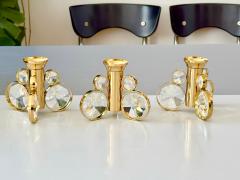  Palwa Set of 6 Palwa Gaetano Sciolari Style Brass Crystal Candle Holder Candlestick - 4563893