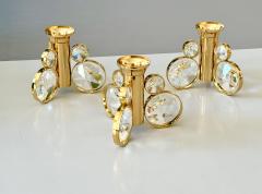  Palwa Set of 6 Palwa Gaetano Sciolari Style Brass Crystal Candle Holder Candlestick - 4563896