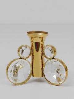  Palwa Set of 6 Palwa Gaetano Sciolari Style Brass Crystal Candle Holder Candlestick - 4563897