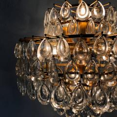  Palwa Seven Tiered Gilt Brass Chandelier or Pendant Lamp by Palwa Germany 1960s - 3157096