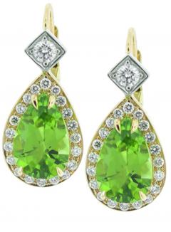  Pampillonia 18 KARAT PEACH GOLD DIAMOND AND PERIDOT EARRINGS - 3512536