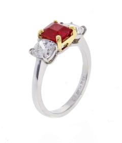  Pampillonia A G L Burma Ruby and Diamond Thee Stone Ring by Pampillonia - 1425131