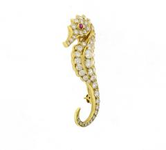  Pampillonia DIAMOND AND RUBY SEAHORSE BROOCH BY PAMPILLONIA JEWELERS - 3512507