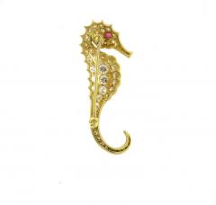  Pampillonia DIAMOND AND RUBY SEAHORSE BROOCH BY PAMPILLONIA JEWELERS - 3512508
