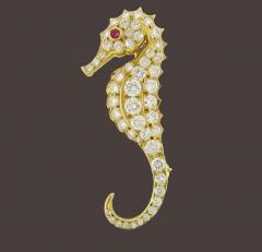  Pampillonia DIAMOND AND RUBY SEAHORSE BROOCH BY PAMPILLONIA JEWELERS - 3512510