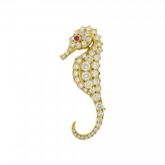  Pampillonia DIAMOND AND RUBY SEAHORSE BROOCH BY PAMPILLONIA JEWELERS - 3517783