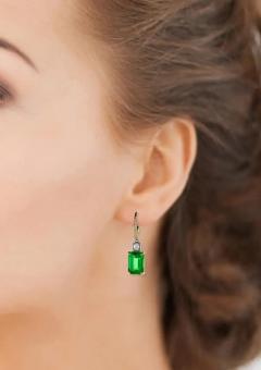  Pampillonia EMERALD AND DIAMOND A G L CERTIFIED DROP EARRINGS - 2943743