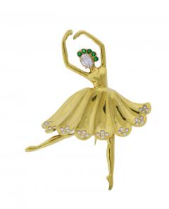  Pampillonia EMERALD AND DIAMOND BALLERINA BROOCH BY PAMPILLONIA JEWELERS - 3512514