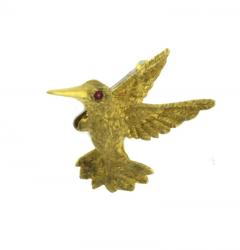  Pampillonia GOLD HUMMINGBIRD BROOCH MADE BY PAMPILLONIA JEWELERS - 3512530