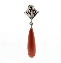  Pampillonia Pampillonia Large Coral and Onyx Drop Earrings - 1011938