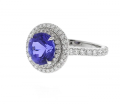  Pampillonia Platinum Tanzanite and Double Diamond Halo Ring by Pampillonia - 3949774