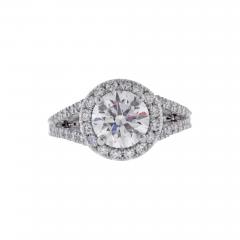  Pampillonia ROUND BRILLIANT DIAMOND ENGAGEMENT RING IN HALO SETTING WITH A SPLIT BAND - 3189116