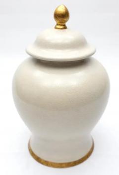  Paolo Marioni Paolo Marioni Large Italian Glazed Ceramic Jar with Gold Leaf Accents - 3545240