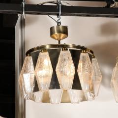  Paolo Venini and Giacomo Cappellin Pair of Mid Century Modernist Polyhedral Pendants w Geometric Brushed Aluminum - 3040074