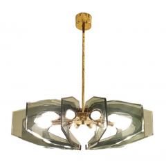  Paroldo Glass and Brass Chandelier by Paroldo Italy 1960s - 3466060