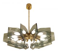  Paroldo Glass and Brass Chandelier by Paroldo Italy 1960s - 3466111